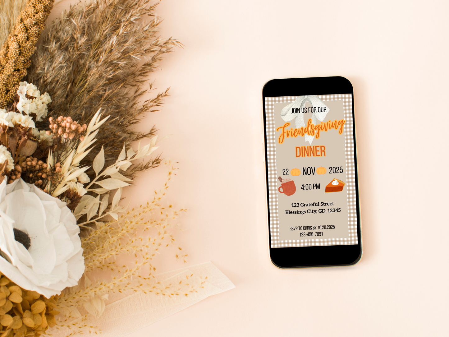 Friendsgiving Dinner Party Invitation, Friendsgiving invitation template, Friendsgiving invite, Thanksgiving, Friends, Gather, Friends